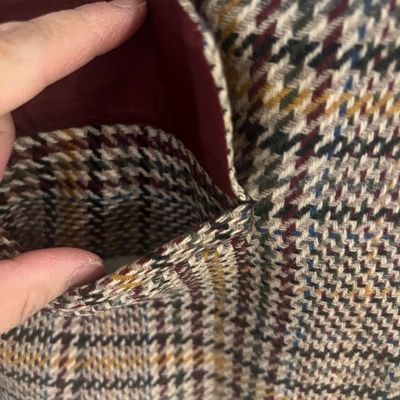 Vintage Tweed Blazer Womens 38 Red Brown Houndstooth Corpcore Wool Suit Jacket - Picture 4 of 9